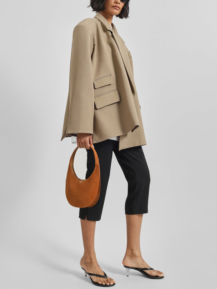 Taupe Mélange Boxy Wrap Blazer