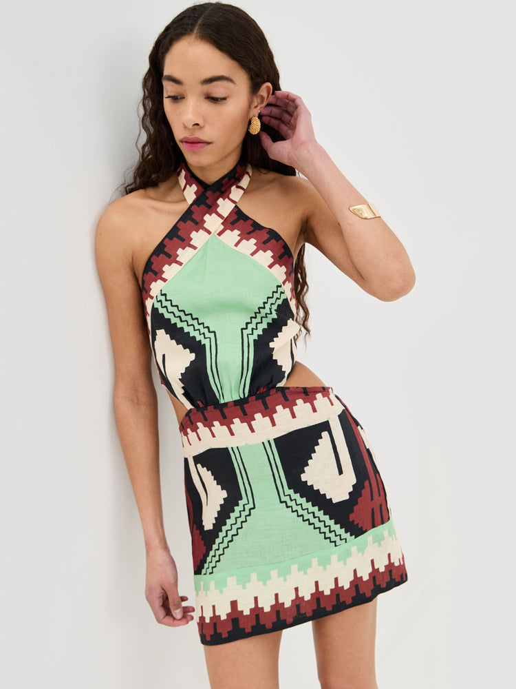 Robe de plage à bretelles avec imprimé