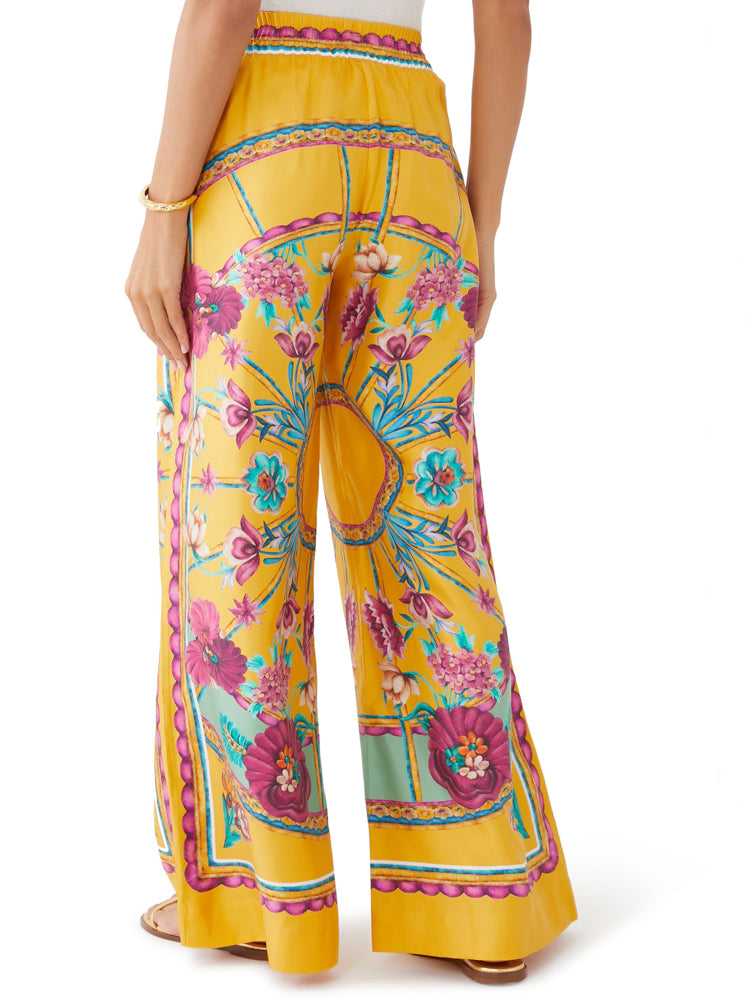 Moderne asymmetrisk print top og bukser sæt