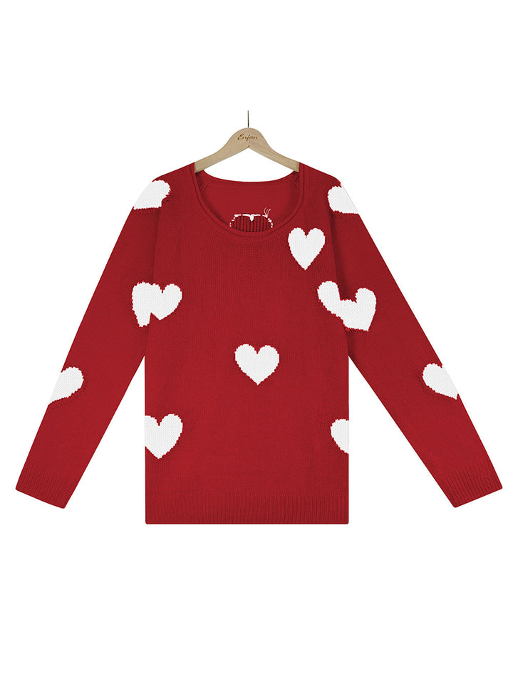 Pulover din tricot cu decolteu în V de Ziua Îndrăgostiților