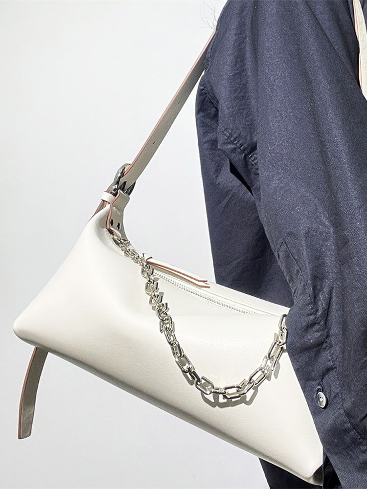Missy Longuette Leather Shoulder and Crossbody Bag With Chain