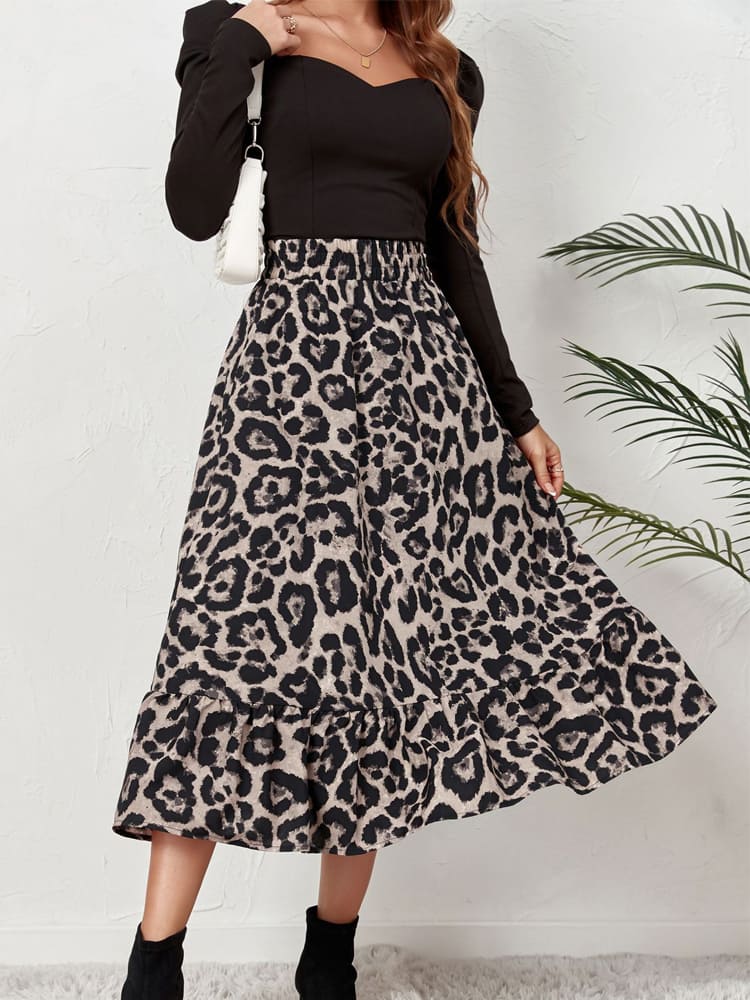 Sexy Leopard Print na High Waist Skirt