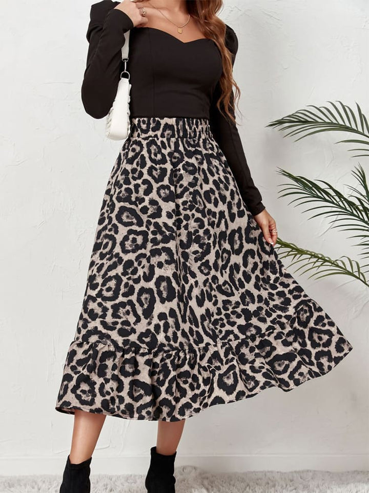 Sexy luipaardprint hoge taille rok