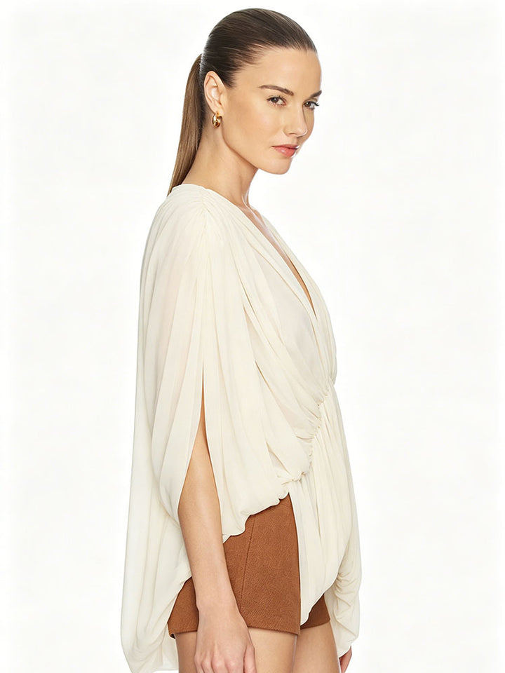 Ivory Draped Chiffon Top