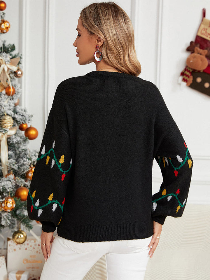 Casual Crewneck Embroidered Knit Sweater – Colorful String