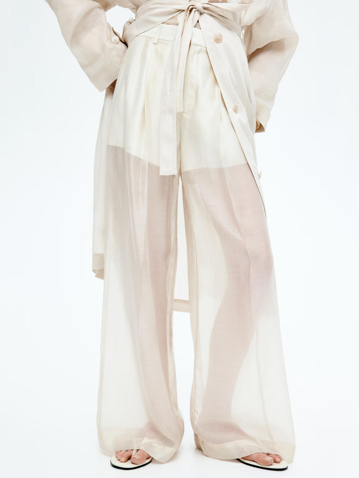 Wide-Leg Sheer Pants