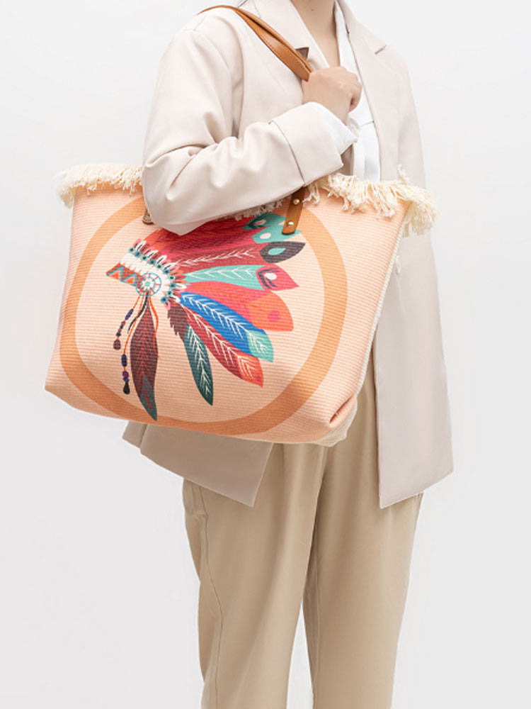 Fashionable Printed Canvas Shoulder Bag