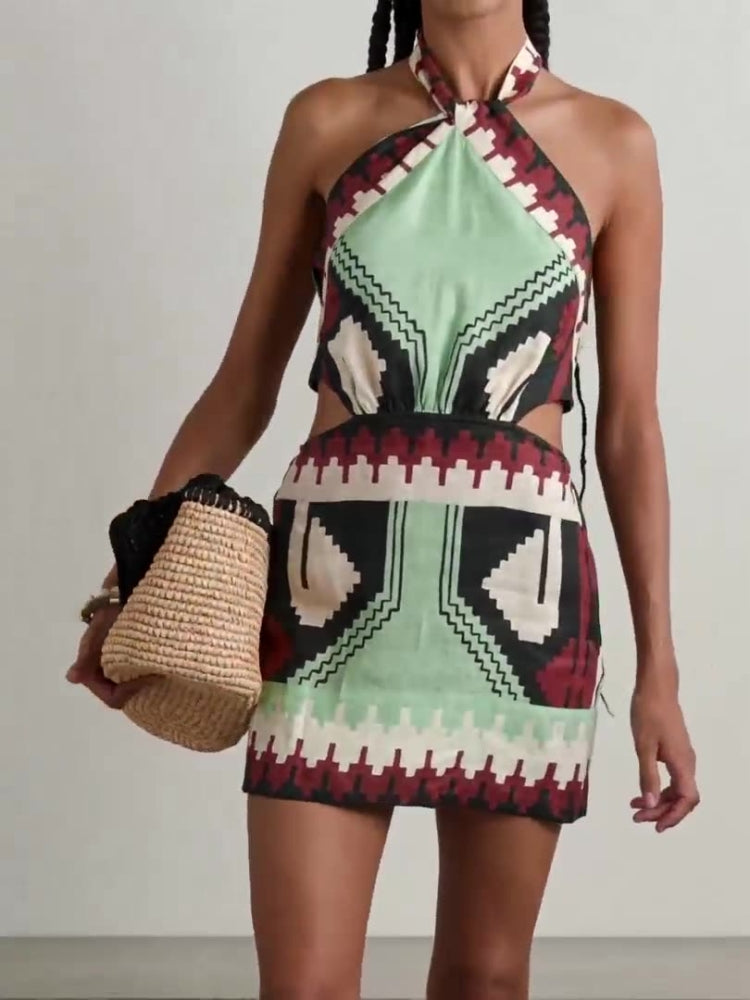 Robe de plage à bretelles avec imprimé