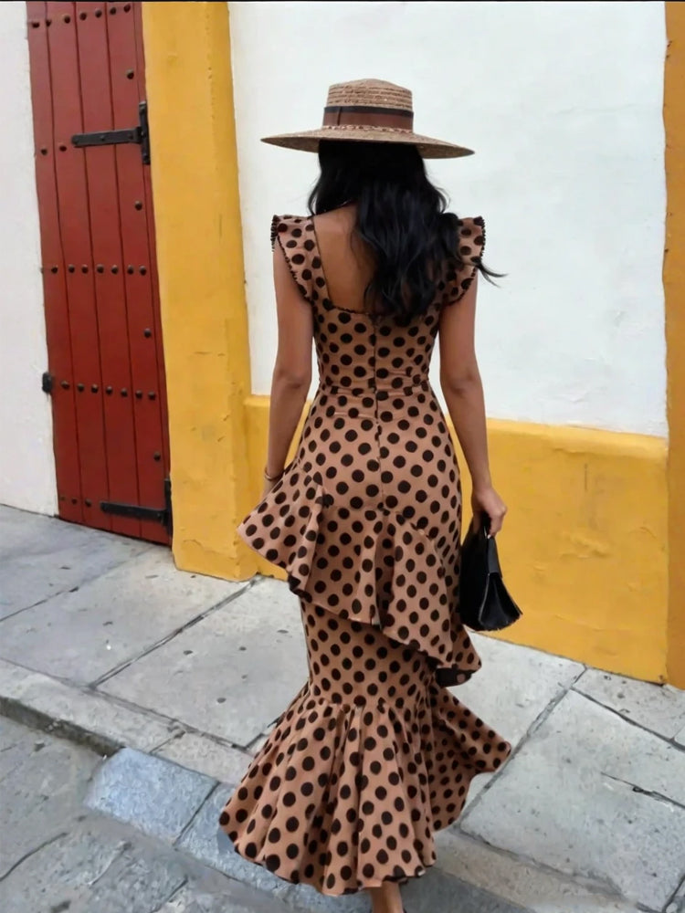 Set ng Crop na Flamenco na may Polka Dot