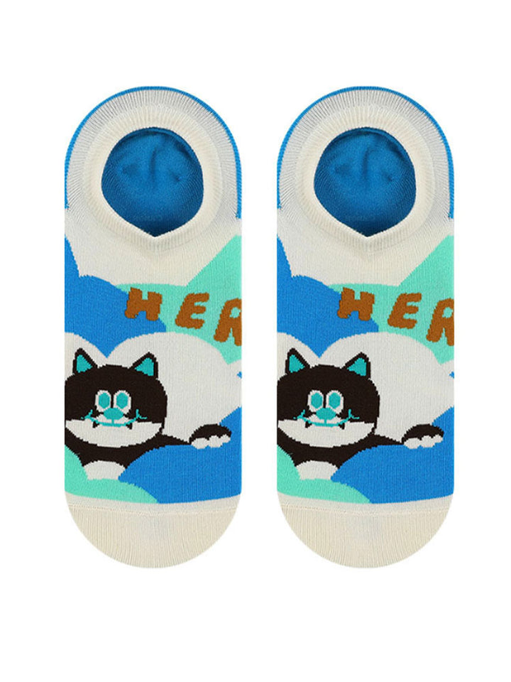 Socken mit Cartoon-Katzenboot