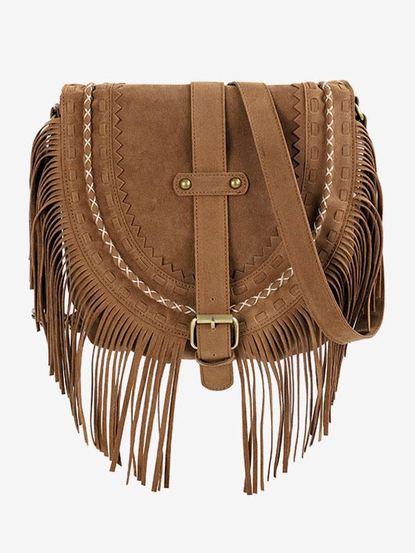 Brązowa torebka typu crossbody z frędzlami w stylu western cowboy