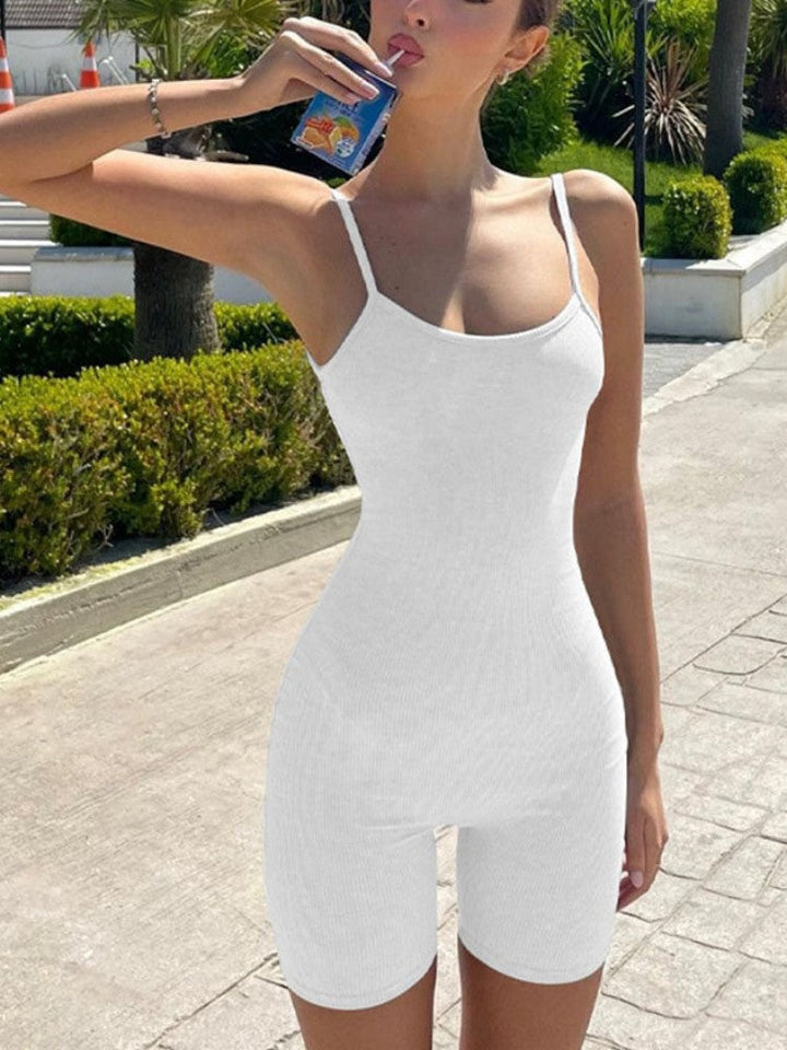 Σέξι Ζαρτιέρες Playsuit Λευκό