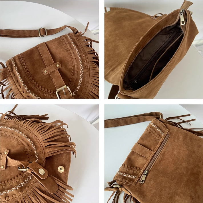 Brun Western Cowboy Style Fringe Crossbody Bag