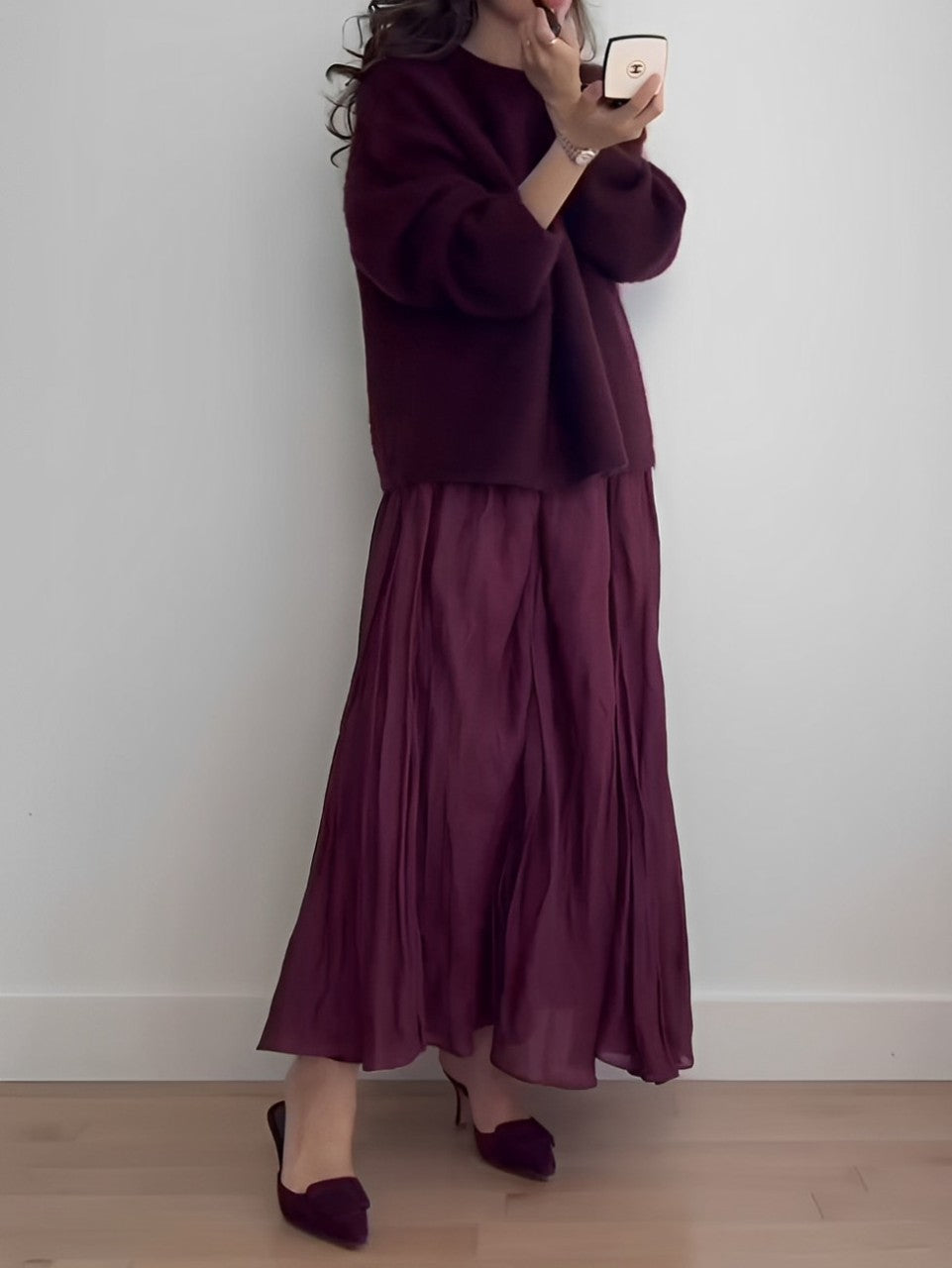 Ensemble pull-jupe oversize en mélange de mohair