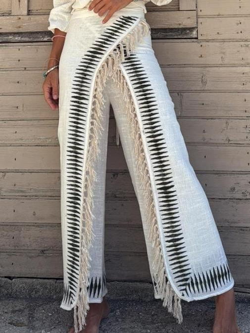 Set pantaloni cu franjuri negri Elar Contrast