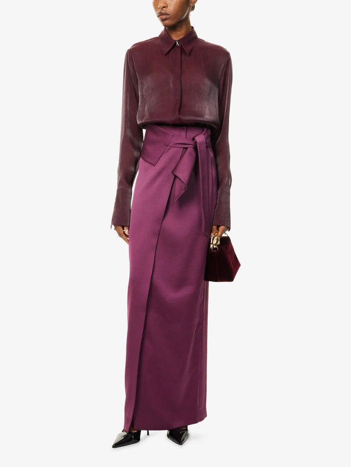 Merlot Knit Top Satin Skirt Set