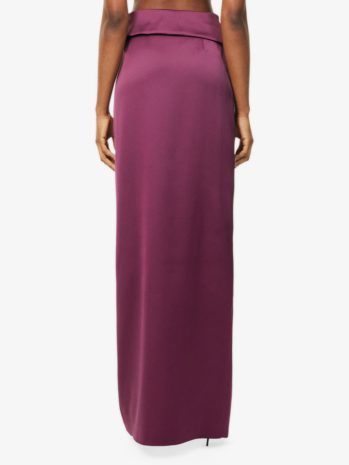 Merlot Knit Top Satin Skirt Set