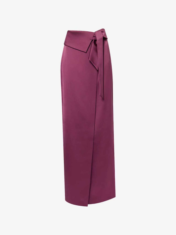 Merlot Knit Top Satin Skirt Set