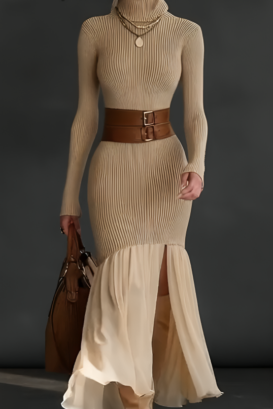Robe en maille à col roulé élégante