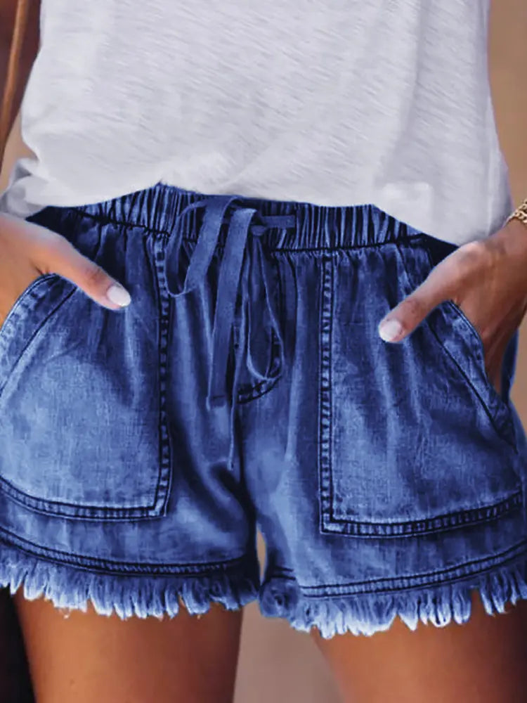 Elastische Taille Lässige Denim-Shorts