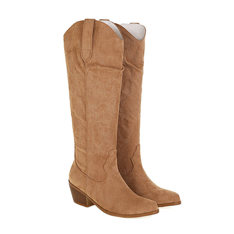 Bottes hauteur genou Western en daim