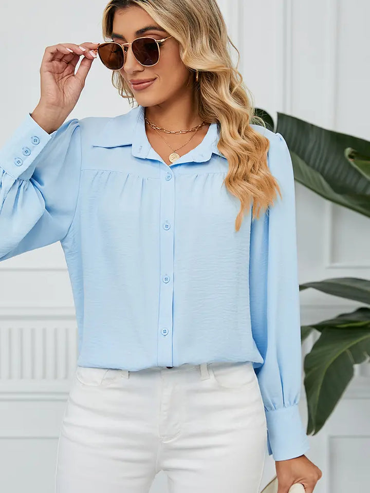 Chiffon Lockeres Button-Up Hemd