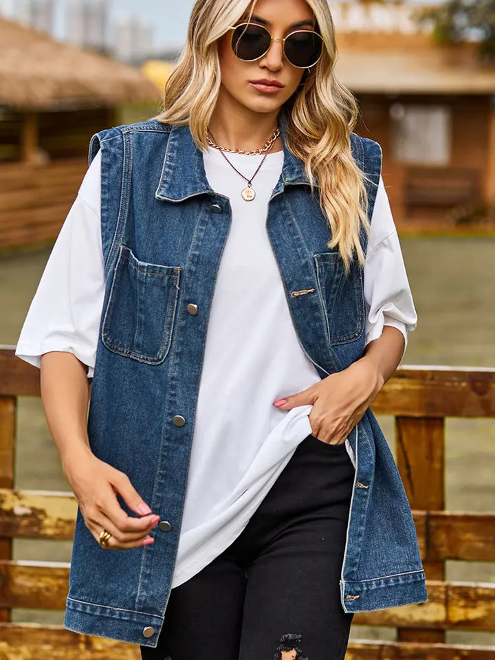 Gilet in denim senza maniche chic