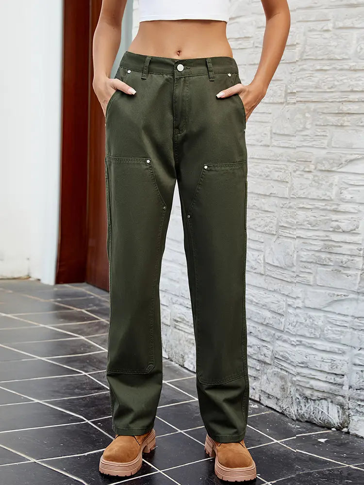 Slim Fit gewaschene Denim Cargo-Hose
