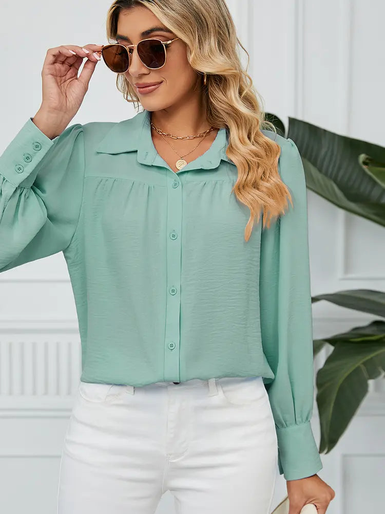 Chiffon Lockeres Button-Up Hemd