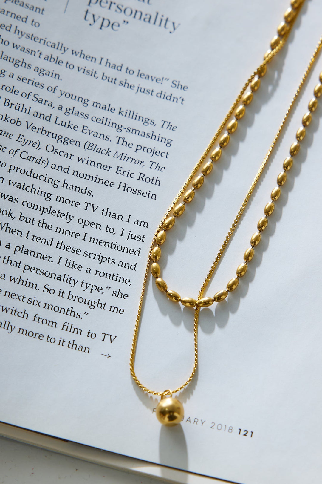 18k Gold Plated Double Lover Chain Necklace Gold