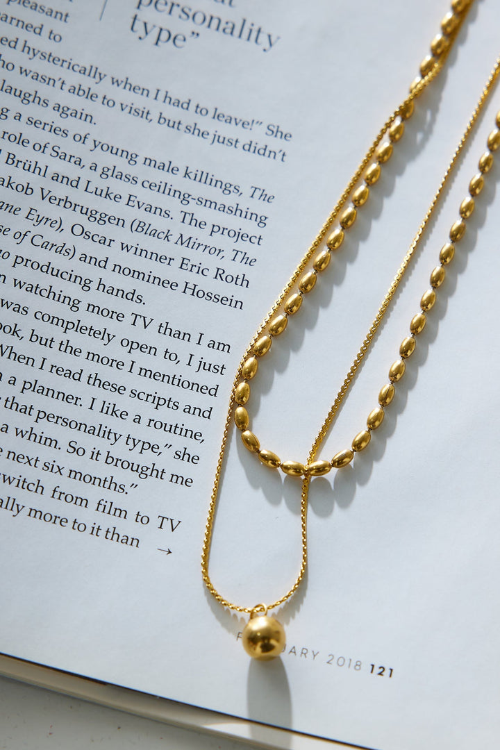 Collar De Cadena Doble Amante Chapado En Oro De 18k Oro