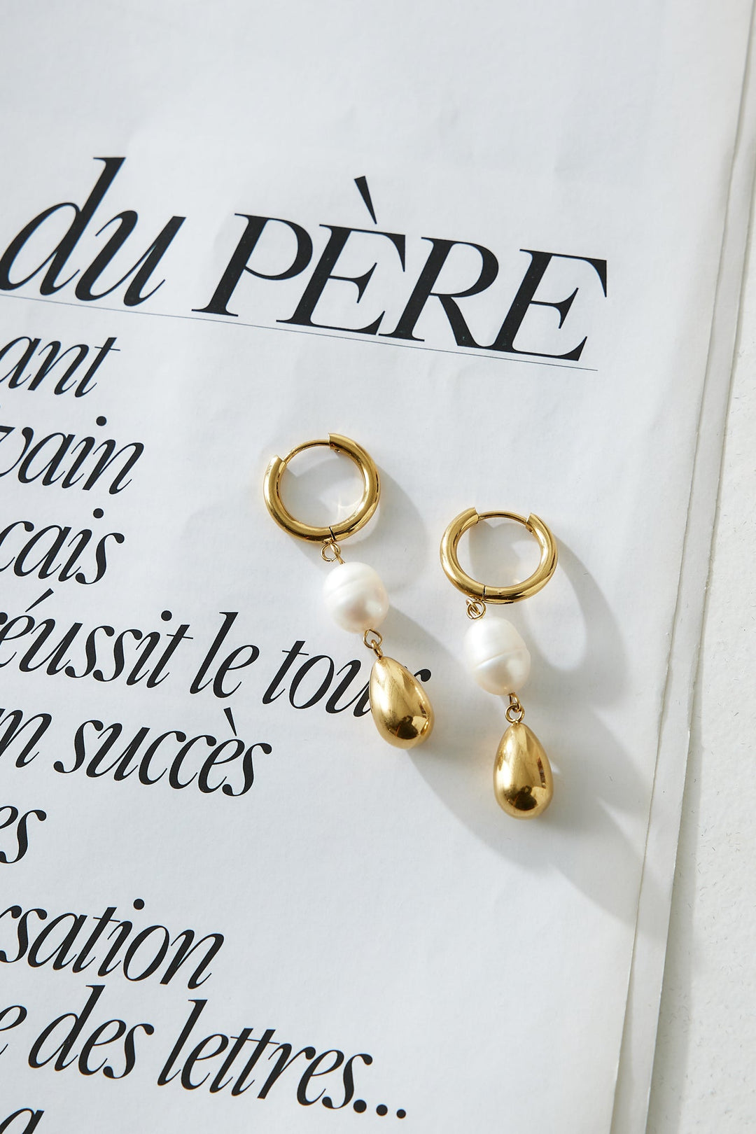 Orecchini di perle dorate placcate in oro 18 carati Oro