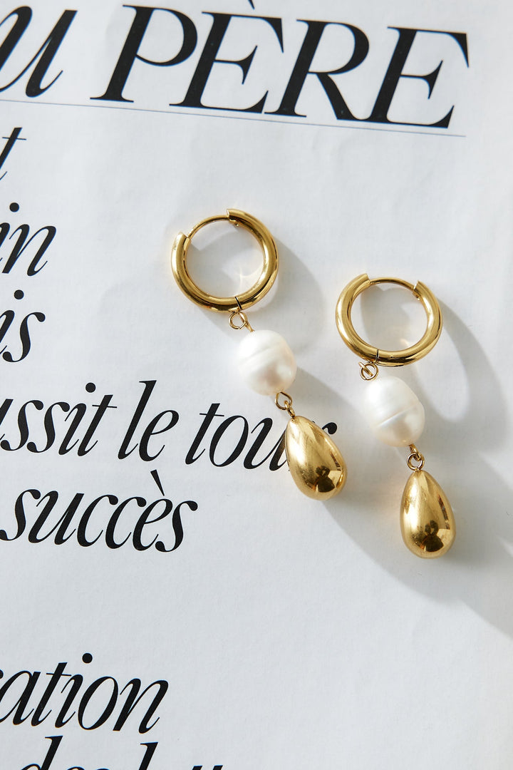 Cercei din aur cu perle de aur placate cu aur de 18k