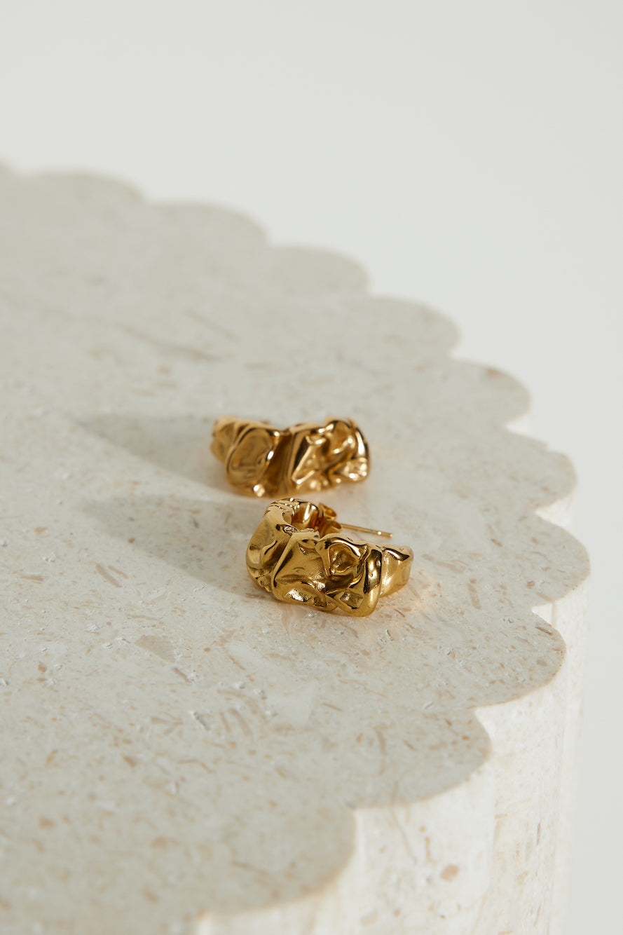 18k Plated Gold Modern Times Earrings Gold