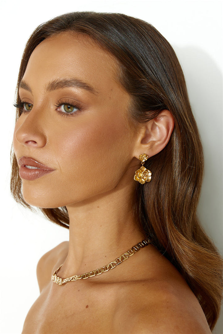 18k Gold Plated Full Bloom Earrings Gold