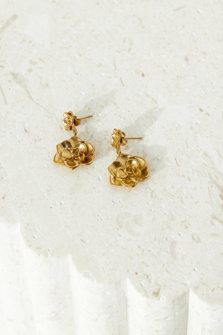 18 καράτια επιχρυσωμένα σκουλαρίκια ανθισμένα χρυσά