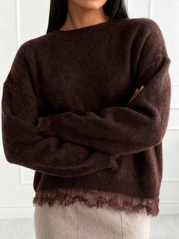 Lace-Trim Knit Sweater & Mermaid Skirt Set