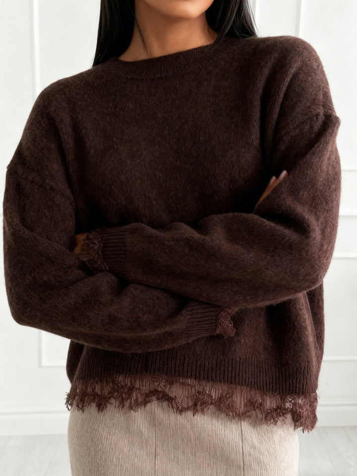 Lace-Trim Knit Sweater & Mermaid Skirt Set