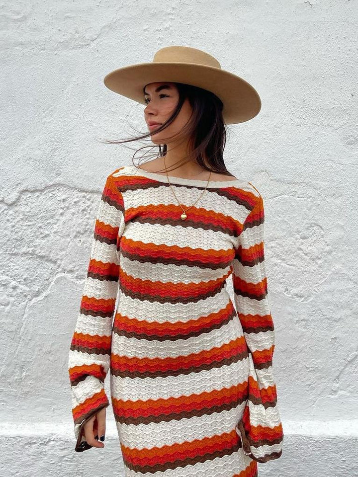 Striped Knit Beach Cover-Up