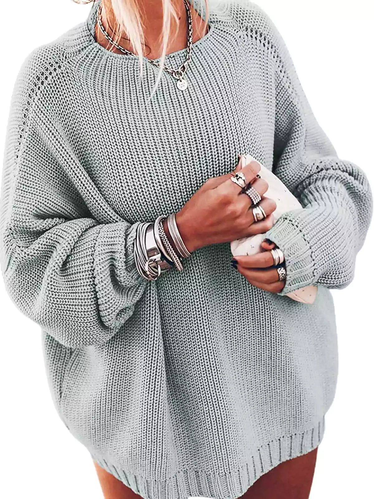 Oversized pletený svetr Batwing a nařasená minisukně