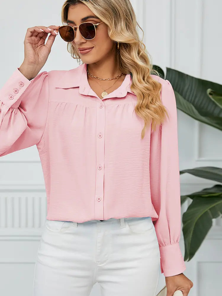 Chiffon Loose-Fit Button-Up Shirt