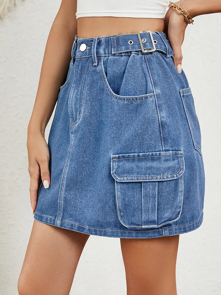 Justerbar Talje Denim Mini Skirt