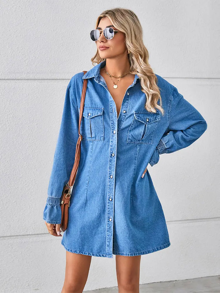 Loose-Fit Washed Denim Dress