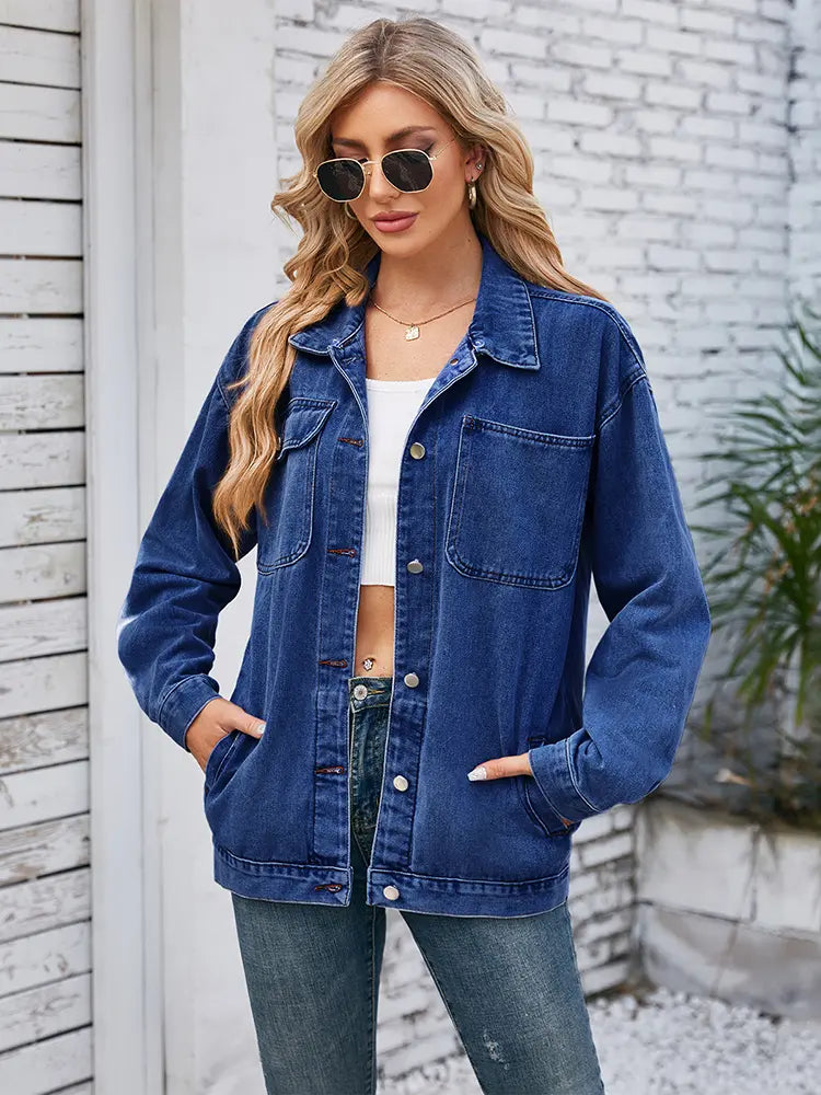 Stile Giacca in Denim Lavato Retro