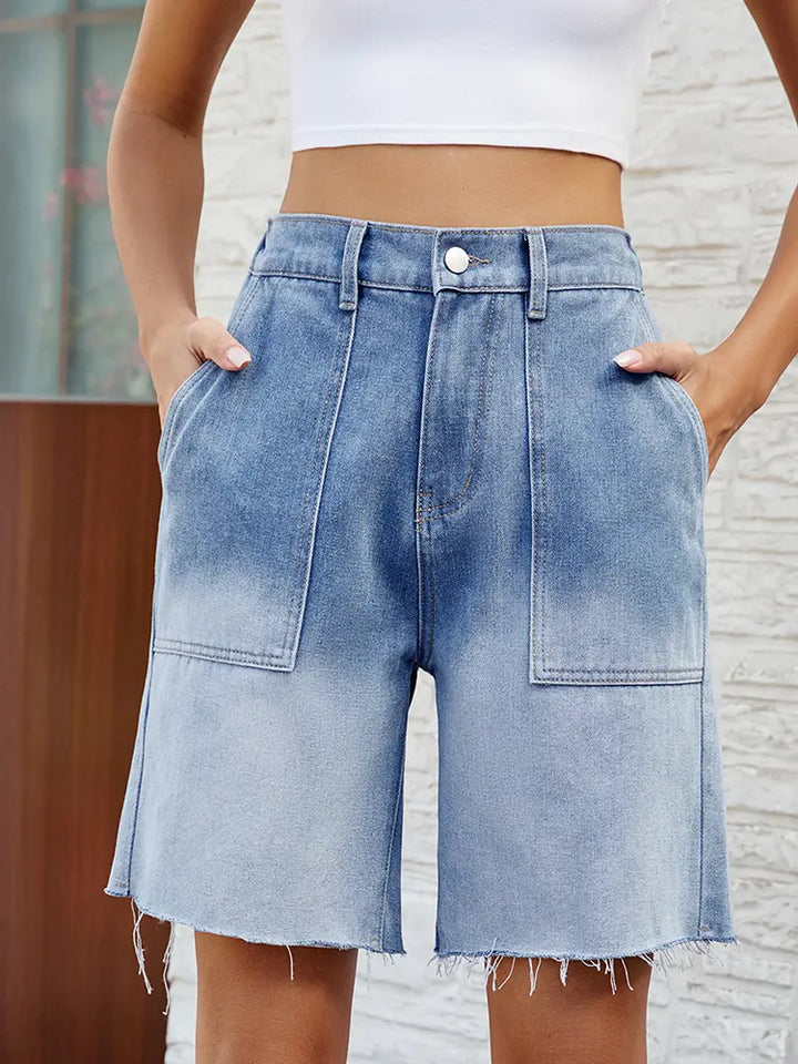 Gradient Casual Denim Bermuda Shorts