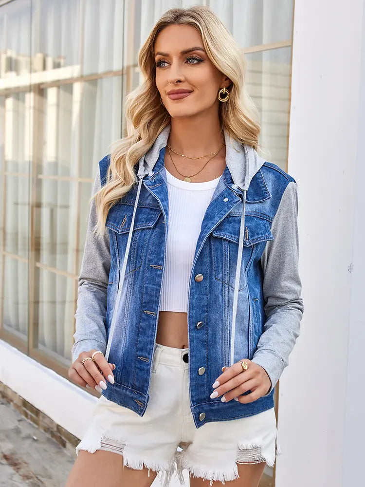 Spring Summer Hooded Denim Jacket