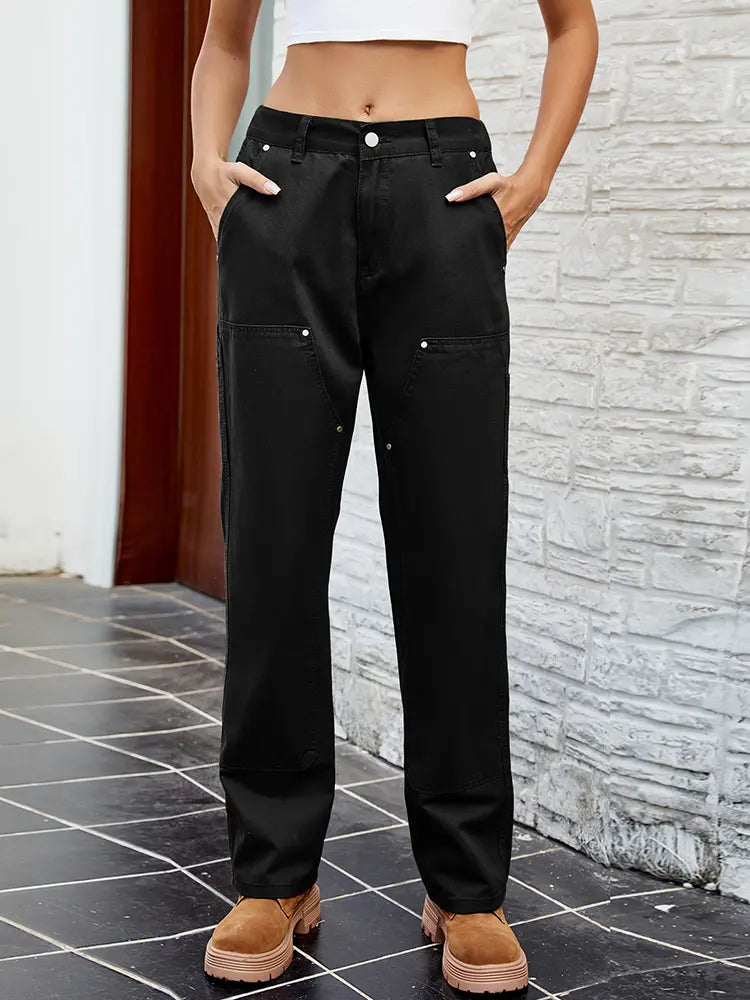 Slim Fit gewaschene Denim Cargo-Hose