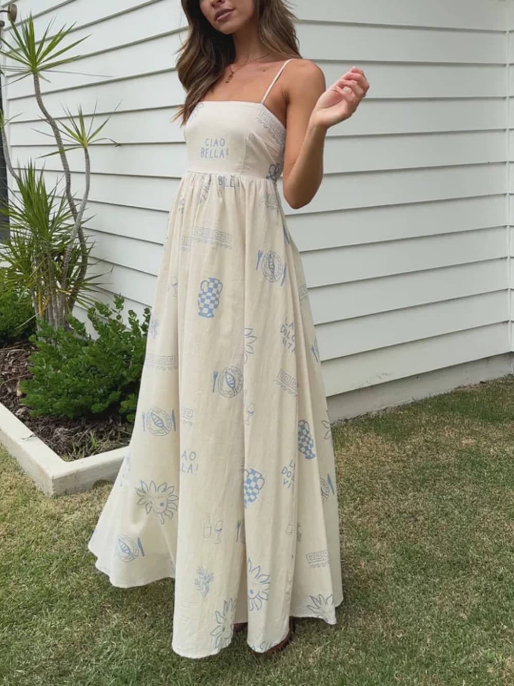 Robe longue Chill Vibes à bretelles fines et dos nu