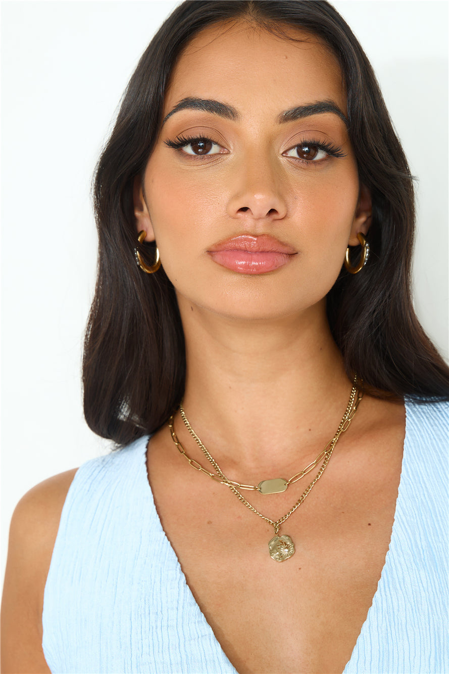 18k Gold Plated Double Ang Statement Necklaces Gold