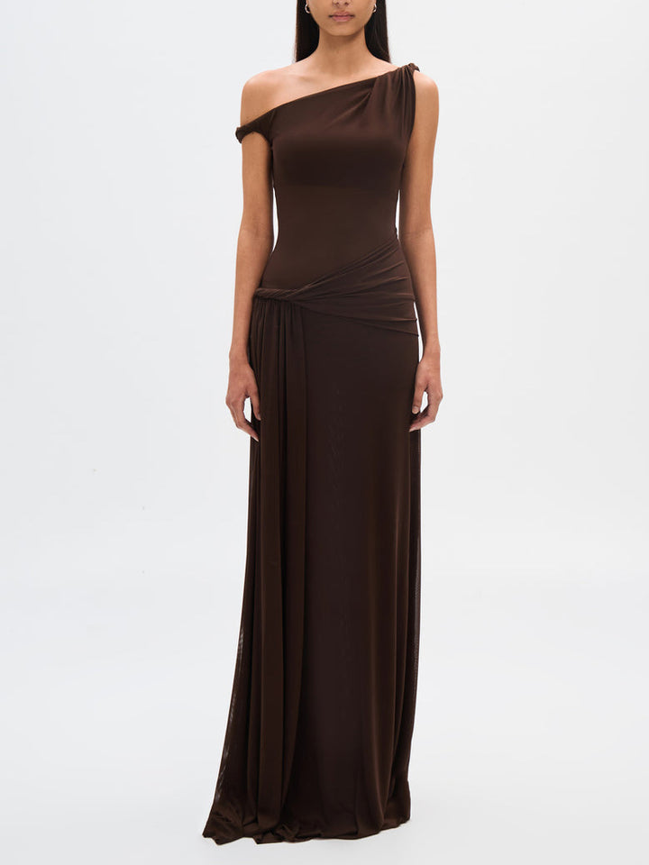 Robe Maxi en Maille Sisal Espresso